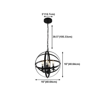 ZOWALA - Black Metal Sphere Chain Candle Chandelier #size