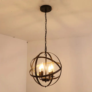 ZOWALA - Black Metal Sphere Chain Candle Chandelier Image - 4