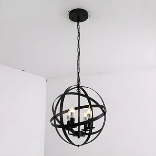 ZOWALA - Black Metal Sphere Chain Candle Chandelier Image - 5