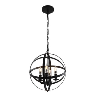 ZOWALA - Black Metal Sphere Chain Candle Chandelier Image - 6