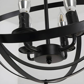 ZOWALA - Black Metal Sphere Chain Candle Chandelier Image - 8