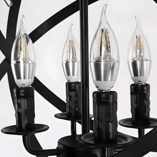 ZOWALA - Black Metal Sphere Chain Candle Chandelier Image - 9