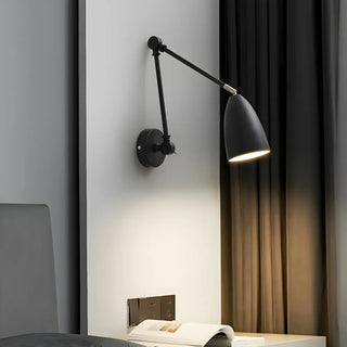 ZOWALA - Minimalist Swing Arm Adjustable Bedroom Black Wall Sconce Image - 1