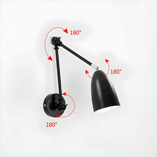 ZOWALA - Minimalist Swing Arm Adjustable Bedroom Black Wall Sconce Image - 16