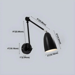 ZOWALA - Minimalist Swing Arm Adjustable Bedroom Black Wall Sconce #size