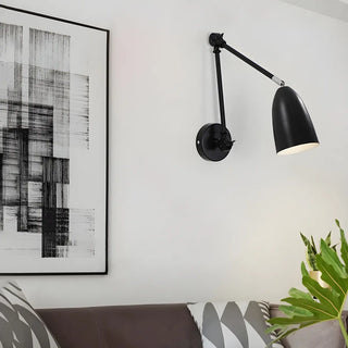 ZOWALA - Minimalist Swing Arm Adjustable Bedroom Black Wall Sconce Image - 2