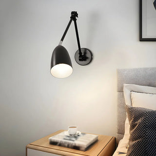 ZOWALA - Minimalist Swing Arm Adjustable Bedroom Black Wall Sconce Image - 3