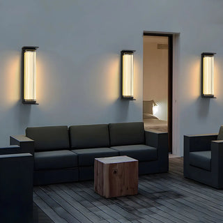 Black Modern Rectangular Steel Outdoor Wall Light Zawala Image - 17