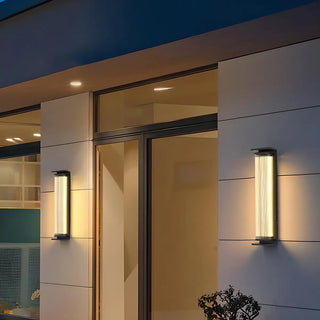Black Modern Rectangular Steel Outdoor Wall Light Zawala Image - 2