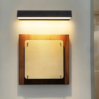 Contemporary Rectangular Black Metal Outdoor Wall Light Zawala Image - 4