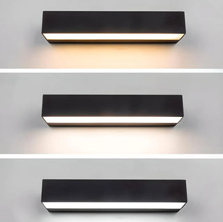 Contemporary Rectangular Black Metal Outdoor Wall Light Zawala Image - 7