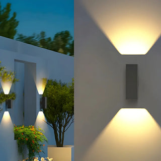 Black Rectangular Metal Exterior Up Down Wall Light Zawala Image - 1