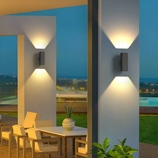 Black Rectangular Metal Exterior Up Down Wall Light Zawala Image - 2