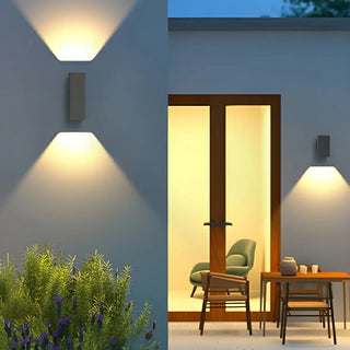 Black Rectangular Metal Exterior Up Down Wall Light Zawala Image - 3