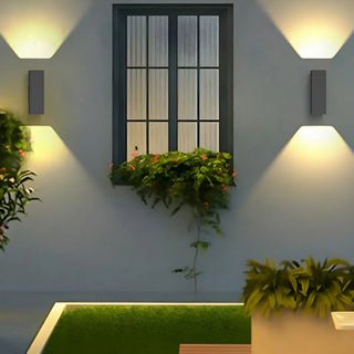 Black Rectangular Metal Exterior Up Down Wall Light Zawala Image - 6