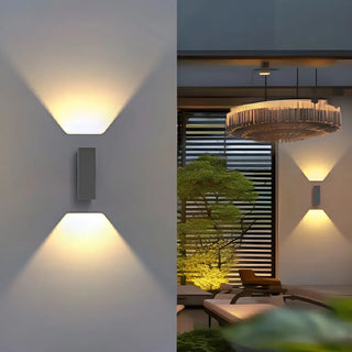 Black Rectangular Metal Exterior Up Down Wall Light Zawala Image - 7