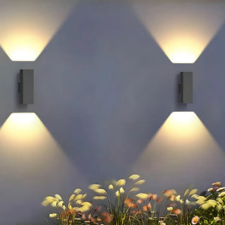Black Rectangular Metal Exterior Up Down Wall Light Zawala Image - 8