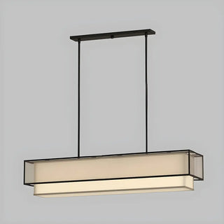 ZOWALA - Rectangle Fabric Black Adjustable Height Island Chandelier Image - 10