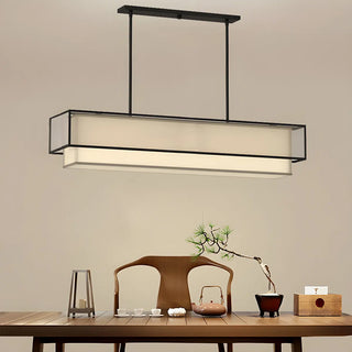 ZOWALA - Rectangle Fabric Black Adjustable Height Island Chandelier Image - 13