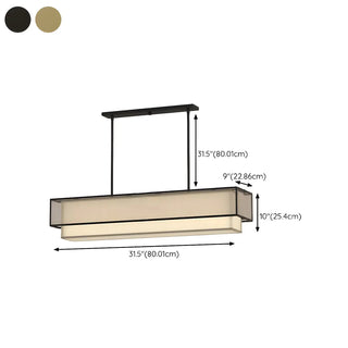 ZOWALA - Rectangle Fabric Black Adjustable Height Island Chandelier #size