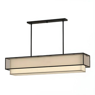 ZOWALA - Rectangle Fabric Black Adjustable Height Island Chandelier Image - 5