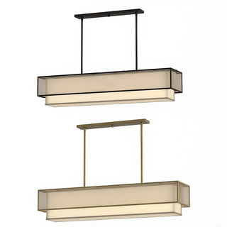 ZOWALA - Rectangle Fabric Black Adjustable Height Island Chandelier Image - 7