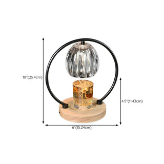 Creative Wooden Base Spherical Glass Shade Table Lamp Zawala Image - 12