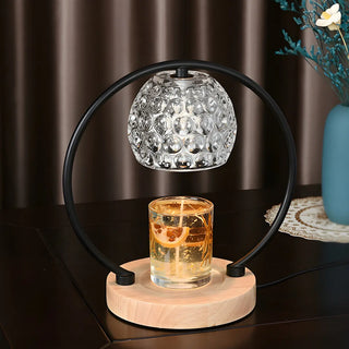 Creative Wooden Base Spherical Glass Shade Table Lamp Zawala Image - 3