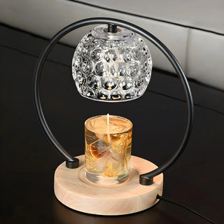 Creative Wooden Base Spherical Glass Shade Table Lamp Zawala Image - 4