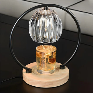 Creative Wooden Base Spherical Glass Shade Table Lamp Zawala Image - 5
