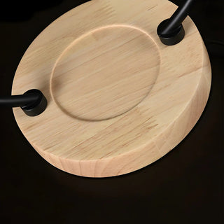 Creative Wooden Base Spherical Glass Shade Table Lamp Zawala Image - 7