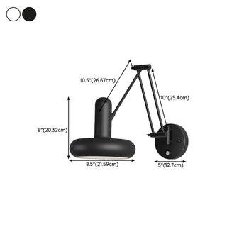 Contemporary Swing Arm Round Metal Bedroom Black Wall Light #size