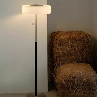 ZOWALA - Black Silver Pull Chain Round Glass Floor Lamp Image - 1