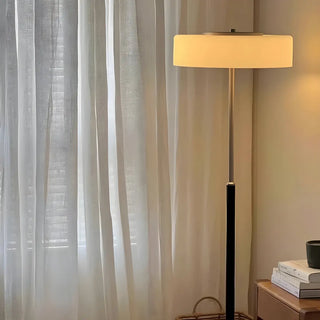 ZOWALA - Black Silver Pull Chain Round Glass Floor Lamp Image - 3