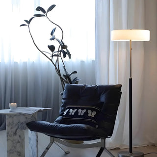ZOWALA - Black Silver Pull Chain Round Glass Floor Lamp Image - 5