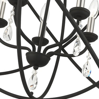 ZOWALA - Sphere Black Cage Crystal Candle Chandelier Image - 10