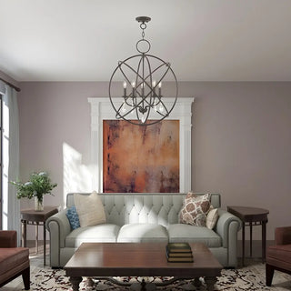 ZOWALA - Sphere Black Cage Crystal Candle Chandelier Image - 2