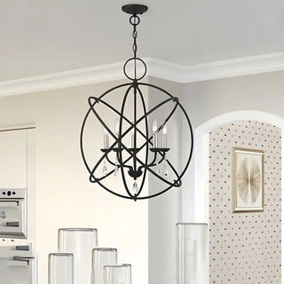 ZOWALA - Sphere Black Cage Crystal Candle Chandelier Image - 4