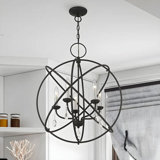 ZOWALA - Sphere Black Cage Crystal Candle Chandelier Image - 5