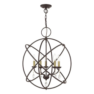 ZOWALA - Sphere Black Cage Crystal Candle Chandelier Image - 6