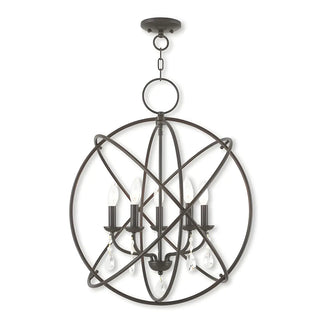 ZOWALA - Sphere Black Cage Crystal Candle Chandelier Image - 7