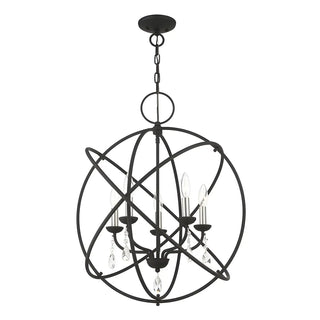 ZOWALA - Sphere Black Cage Crystal Candle Chandelier Image - 8