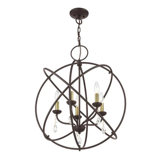 ZOWALA - Sphere Black Cage Crystal Candle Chandelier Image - 9