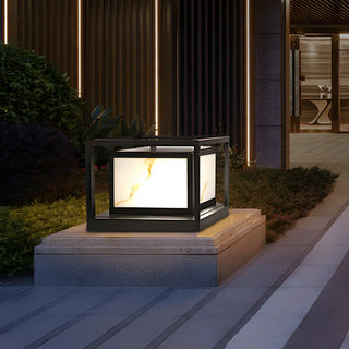 Black Square Metal Frame Outdoor Garden Table Lamp Zawala Image - 3