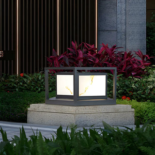 Black Square Metal Frame Outdoor Garden Table Lamp Zawala Image - 4