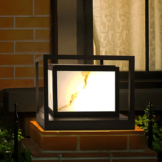 Black Square Metal Frame Outdoor Garden Table Lamp Zawala Image - 5