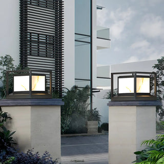 Black Square Metal Frame Outdoor Garden Table Lamp Zawala Image - 9