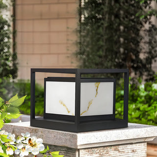 Black Square Metal Frame Outdoor Garden Table Lamp Zawala Image - 11