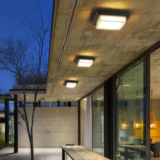 Balcony Black Square LED Flush Mount Ceiling Light Zawala Image - 1