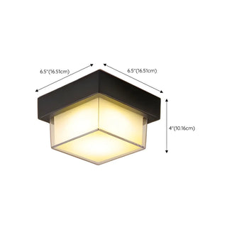 Balcony Black Square LED Flush Mount Ceiling Light Zawala #size